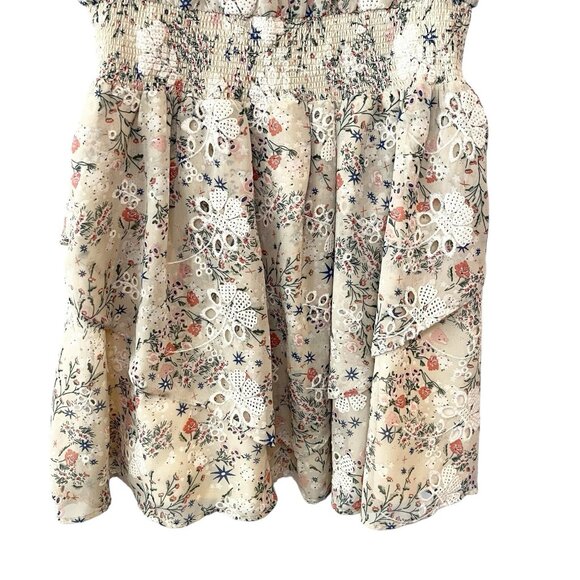 Tularosa Blanche Dress Cream Jasmin Ruffle Smocked Embroidered Eyelet Cottage M - Picture 9 of 11